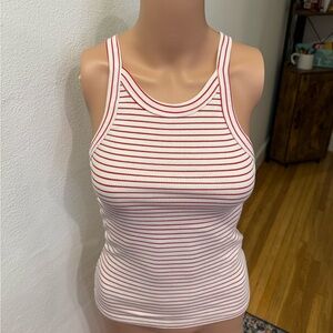 Zara Red and White Striped Tank Top